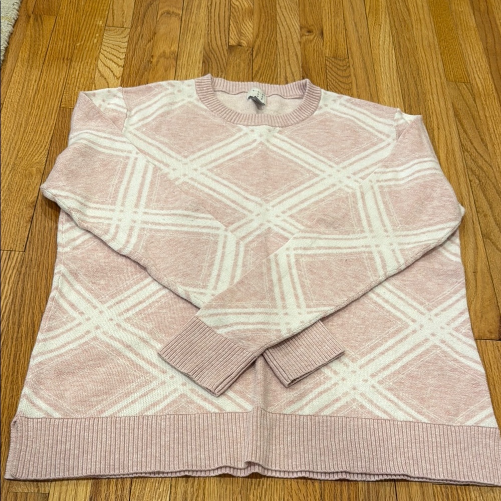 a new day Pink and White Crew Neck Sweater